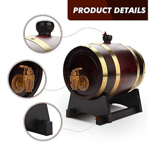 GOTOTOP Vintage Oak Wood Wine Barrel Dispenser 3