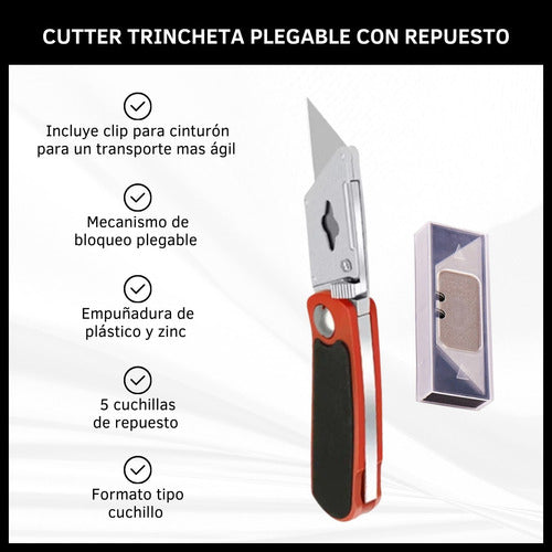 Cover Cutter Trincheta Plegable Con 6 Cuchillas + Clip Cinturón 1