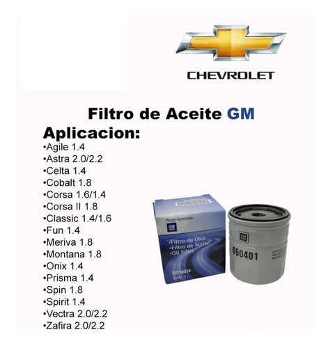 Chevrolet Filtro Aceite Corsa Meriva Agile Zafira Vectra 1