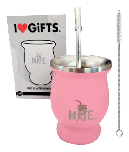 Mate Stainless Steel Thermal + Straw + Brush + Giftbox 0