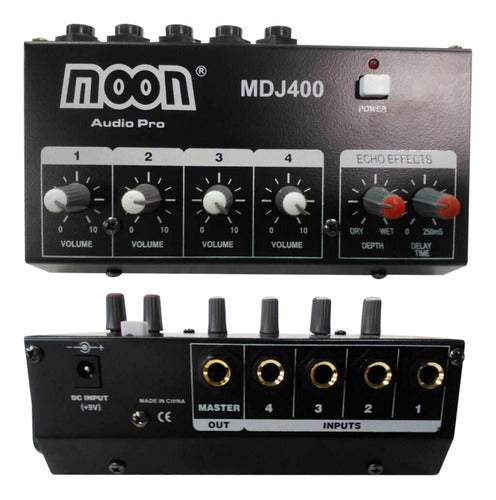 Mixer Moon Mdj400 Mini Consola Sonido 4 Canales Efectos Eco 0