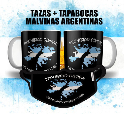 Combo Plantillas Sublimar Tazas Y Tapabocas Malvinas Diseños 3