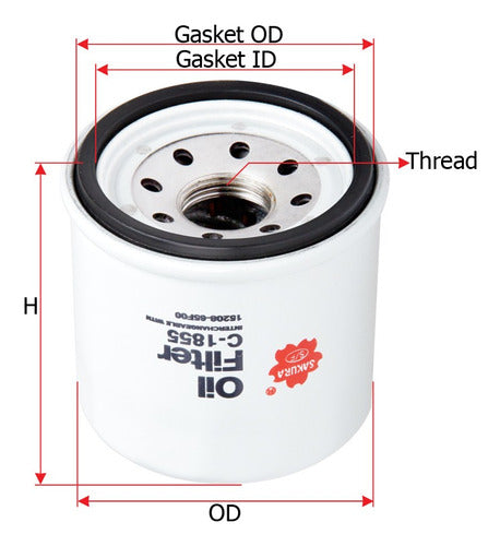 Sakura Oil Filter for Nissan 350Z - 3.5 V6 287hp Gasoline 2002 to 2009 0