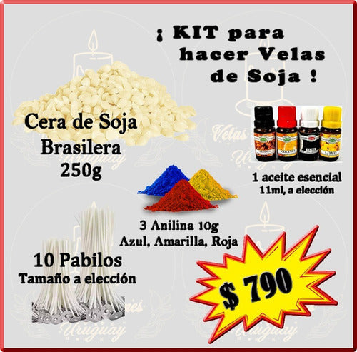 Kit P/hacer Velas Cera De Soja 10 Pabilos 1 Aceite 3anilinas 0