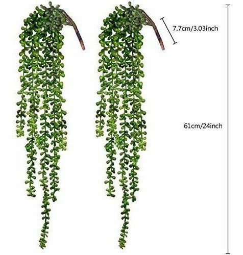 Cewor 4pcs Artificial Succulents Hanging Plants Fake String of Pearls 3