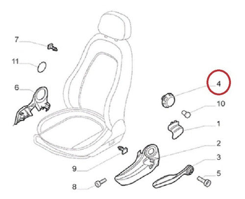 Fiat Manopla Regulacion Respaldo Butaca Nueva 2