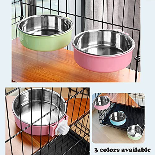 Removable Stainless Steel Pet Bowl for Cage Small Green 3