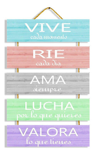 Cameli Cuadro Frases X5 Vive Rie Ama Lucha Valora Vintage Living 0