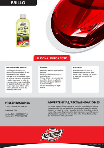 Speedway Liquid Silicone for Cars X 235cc Citric X 12 Un 2