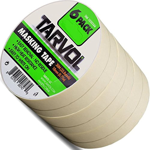 Tarvol Masking Tape (Huge Pack of 6) Each Roll Measures ¾" 0