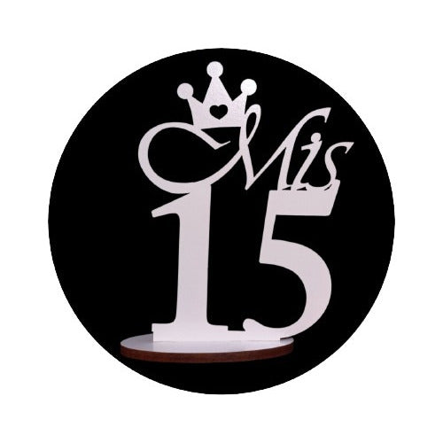 Set of 10 Mis 15 Años Centerpieces with Crown MDF Plus 0