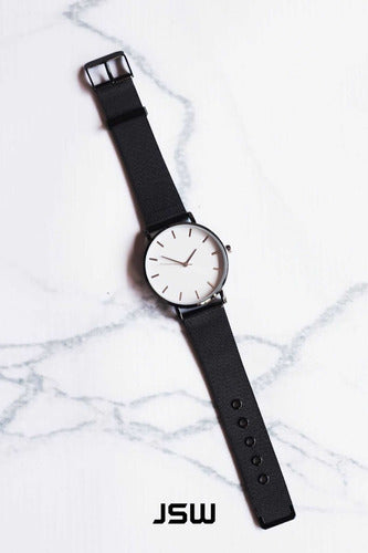 Black Metal Minimalist Watch with White Face 1