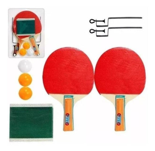 Kit Ping Pong 2 Raquetes 3 Bolas Suporte Rede 0