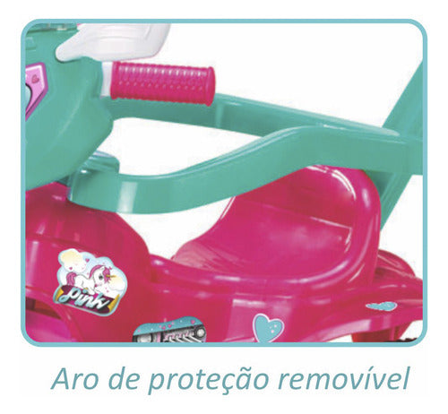 Motoquinha Triciclo Infantil Com Empurrador Rosa Magic Toys 1