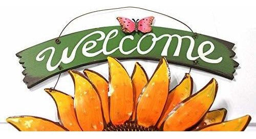 SKIPER URUGUAY Metal Vintage Hanging Floral Welcome Sign 2