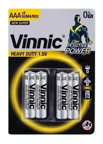 Vinnic Blister 4 AAA Batteries 3A Extra Heavy Duty 1.5V Power X4 0