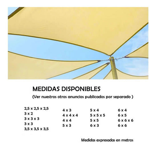 Toldo Lona Vela Sombra De 3x2 Metros 95% UV Alta Calidad 3