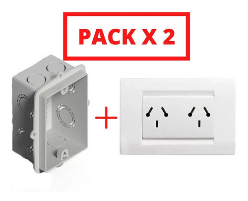 Kalop Double Socket with Cover + Rectangular PVC Box Pack of 2 0