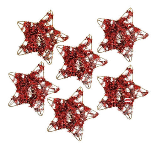 K&K Set X6 Estrellas 10cm Rojo Dorado Colgante Árbol Navidad -cc 0