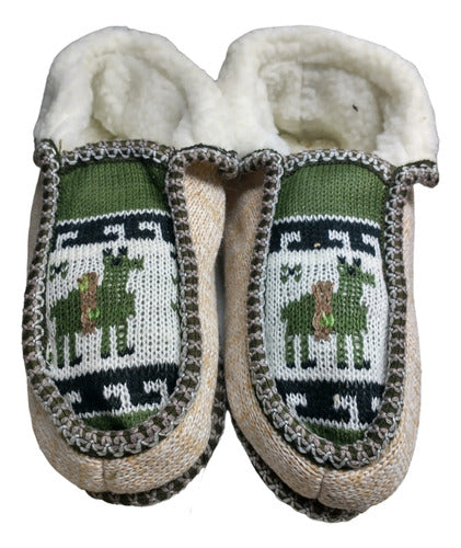 Men's Closed Toe Alpaca Wool Knitted Slippers Sheepskin Lined 40-44 3