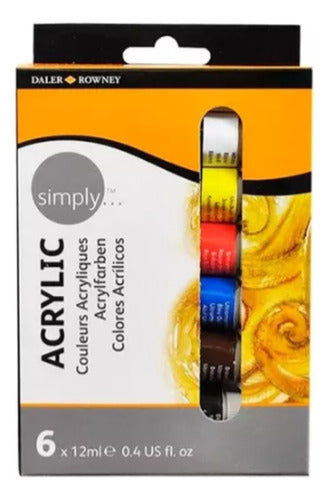 Daler Rowney Simply Acrylic Paint Set 12ml x 6 Colours 0