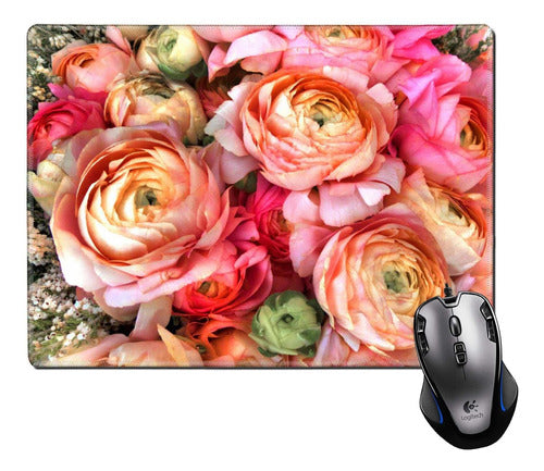 MSD Natural Rubber Gaming Mouse Pad Peony Bouquet Pink Floral Pattern 0