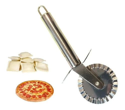 Steel Kit Pizza Rueda Cortadora + Pala Espatula Utensilio Servir 1