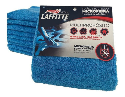 Laffite Pack X2 Paño Multiuso Secado Microfibra Auto Hogar 40x80cm 2