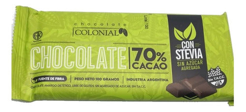 Chocolate Colonial Chocolate Barra 70% Cacao Con Stevia Sin Tacc 100g 0