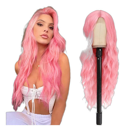 BUPPLER Long Pink Wig 28 Synthetic 0