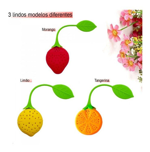 Difusor Chá Silicone Formato De Fruta Coador 2