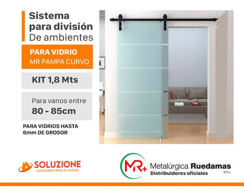 Kit Barn Door for 1.8 Meters Glass Pampa Ruedamas 1