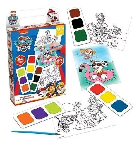 Painting with Paw Patrol Watercolors, 30 Sheets and 24 Colors Kit 0
