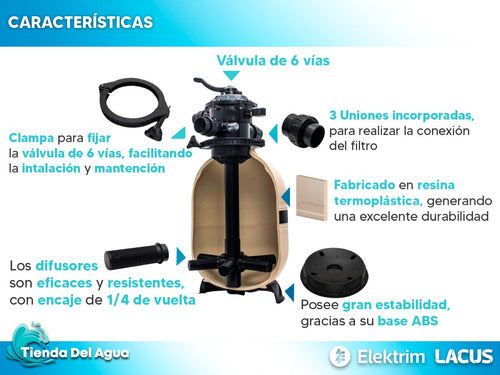 Lacus Filtro De Pileta Fl 50 Válvulas 6 Vías 80000 Litros 1