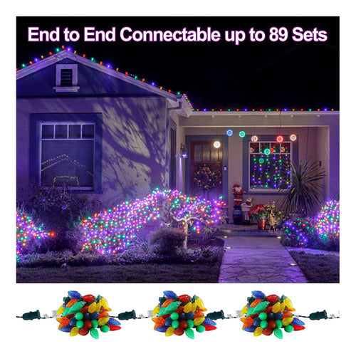 WATERGLIDE C9 Christmas Lights, 50 Units, 24.5 Feet, Polygonal, Multicolor 1