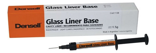 Densell Glass Liner Base Photocuring Liner and Base with Fluoride, 1.5g Syringe + Tips 0