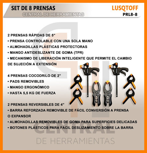 Lüsqtoff Adjustable 8-Piece Woodworking Clamp Set 2