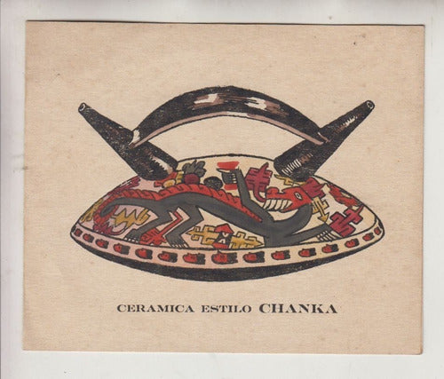 Peru Antigua Tarjeta De Saludos Con Ceramica Estilo Chanka 0