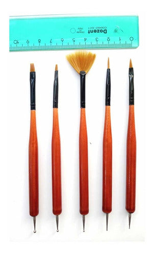 Set of 5 Dotting Detailing Modeling Nail Art Brushes 1