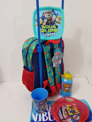 Paw Patrol Complete Set, Blue and Pink Wheeled Backpack 2