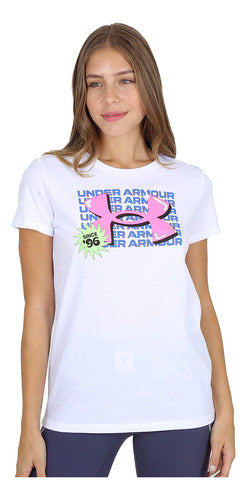 Under Armour Women's Bold Shine Logo T-Shirt in White | Dexter 0