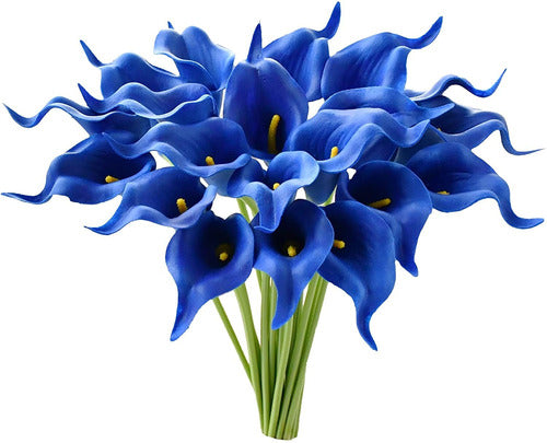 20 Blue Artificial Calla Lily Flowers Mandys Latex 35cm 0