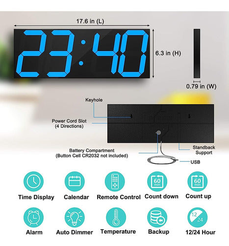 Chkosda LED Digital Wall Clock - Large Display 1