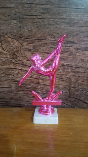 Set of 10 Plastic Artistic Gymnastics Dance Trophies Pink 15cm 1