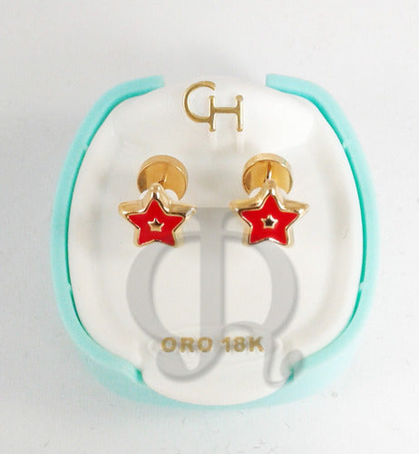 C&H 18k Gold Star Baby Earrings with Lacquer Finish AB163 1