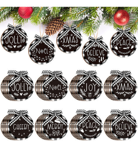 Quzzil 40 Buffalo Check Christmas Ornaments for Rustic Decoration 0