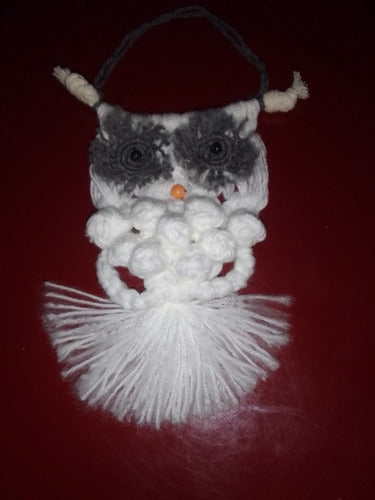 Handmade White Macrame Hanging Owl 1