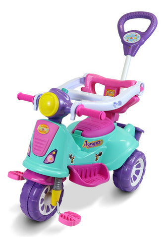 Triciclo Infantil Andador Empurrador Guia Avespa Pink Maral 0