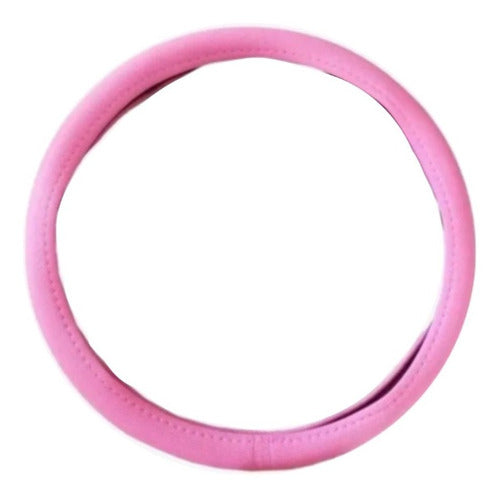 Universal Pink Plain 38cm PVC Car Steering Wheel Cover 0