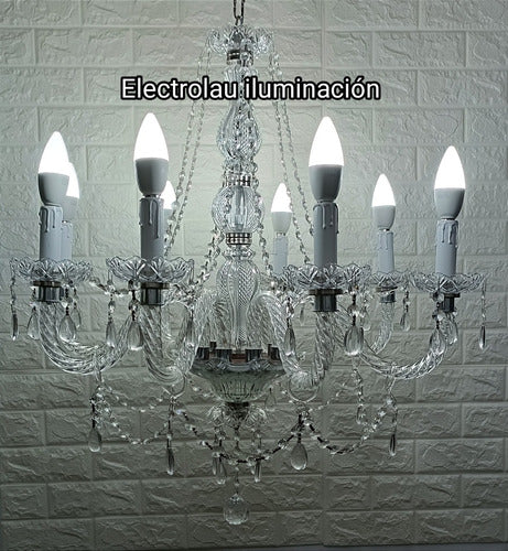 Hanging Glass Chandelier with 8 Lights, Adorned with Prisms!!! 1